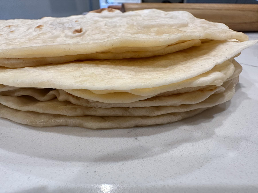 Stacked Homemade flour tortillas