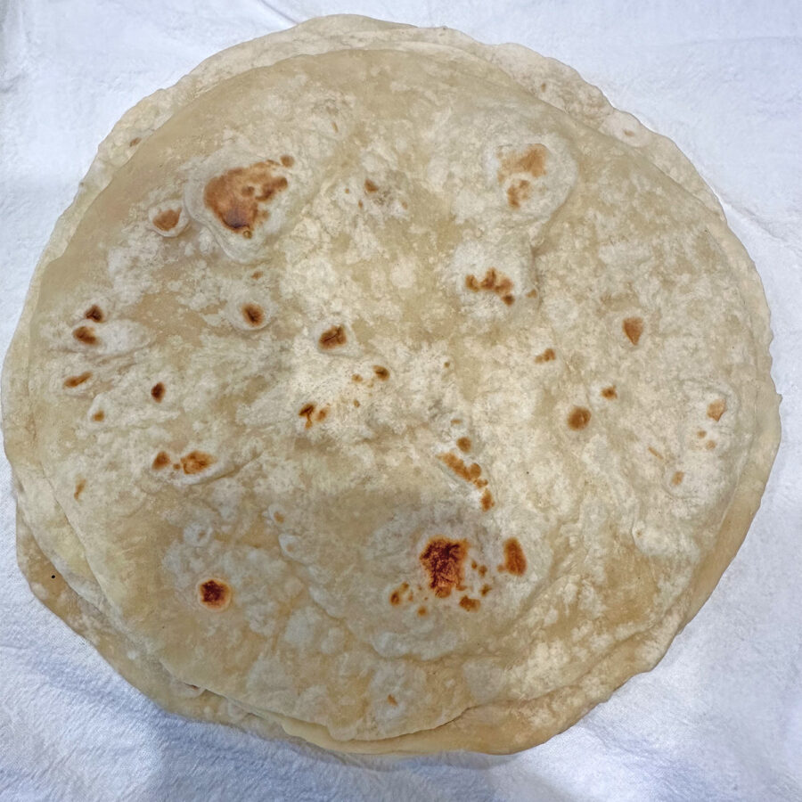 flour tortillas in a stack